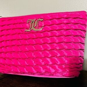 Juicy Couture Pink Quilted Clutch Cosmetic Bag w Travel Bottle NWT